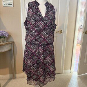 WHBM Maroon/Plum/Gray Dressy/Casual Dress